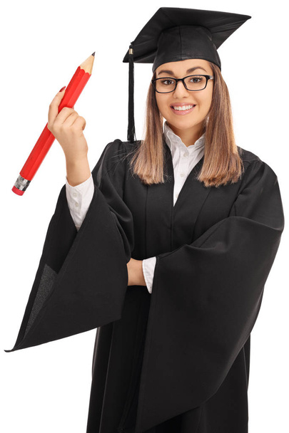 graduate student holding a large pencil - Photo, image