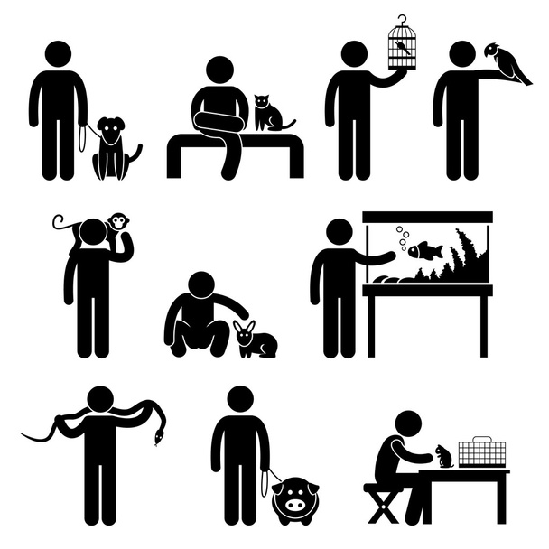 Human and Pets Pictogram - Vector, Image