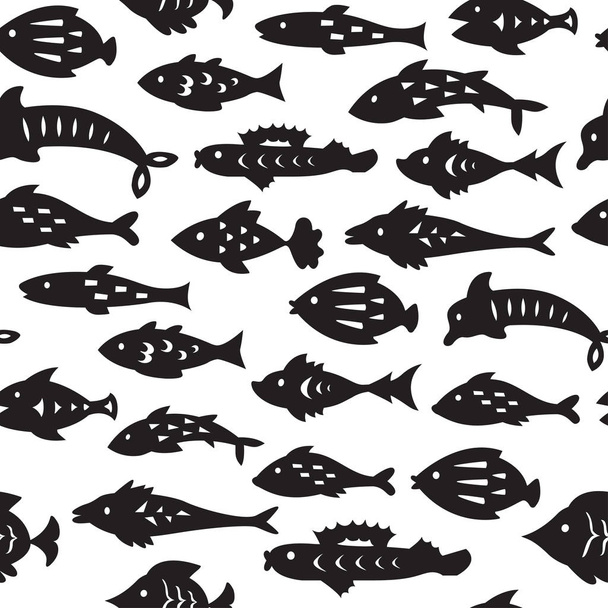 Seamless pattern with sea fishes. - Вектор,изображение
