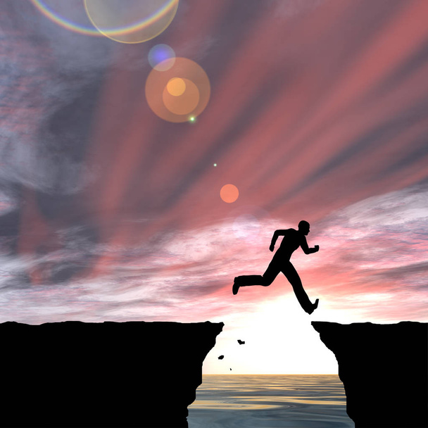 springen zakenman silhouet - Foto, afbeelding
