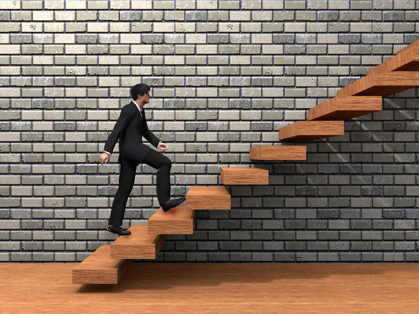 homem de negócios subindo escadas
 - Foto, Imagem
