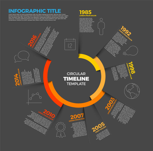  Πρότυπο έκθεσης Infographic κυκλικής λωρίδας χρόνου - Διάνυσμα, εικόνα