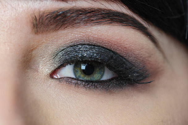 female eye and eyebrow with makeup close-up - Photo, Image