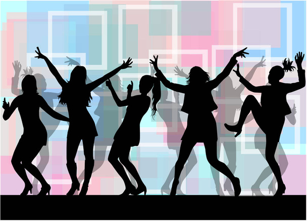 Dancing women silhouettes. - Vector, Image