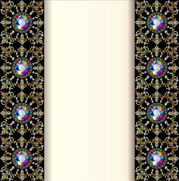 fondo de ilustración con piedras preciosas y banda decorada
  - Vector, Imagen
