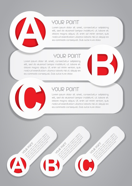 ABC vooruitgang etiketten in wit - Vector, afbeelding
