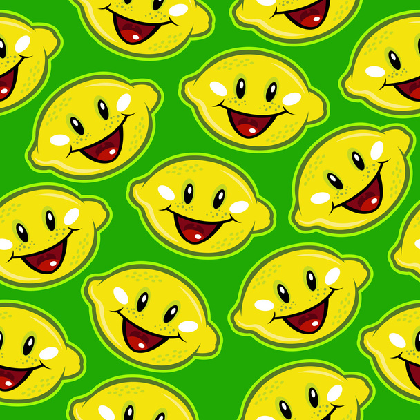 幸せなレモンのシームレスなパターン - ベクター画像