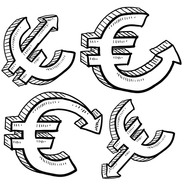 σκίτσο αξία νομίσματος ευρώ - Διάνυσμα, εικόνα