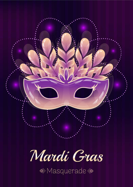 Maschera Mardi Gras in maschera con piume e perline
 - Vettoriali, immagini