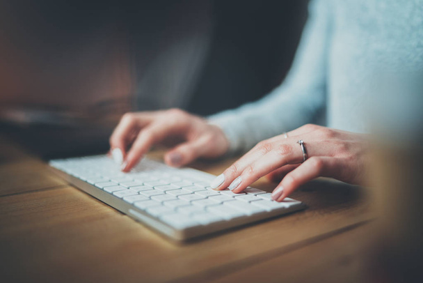 Female hands typing on keyboard - Fotografie, Obrázek