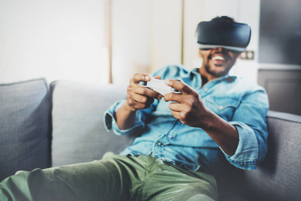 african man enjoying virtual glasses - Foto, immagini