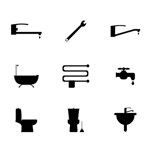 Icone del bagno piatto impostato su sfondo blu. Illustrazione vettoriale
. - Vettoriali, immagini