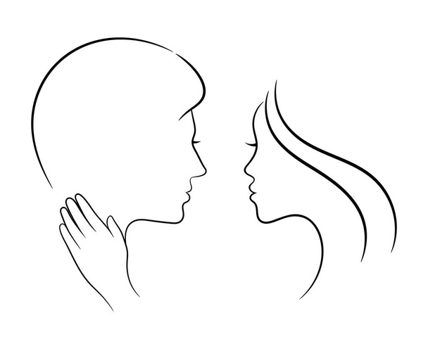 Couple in love, contour drawing - Vector, afbeelding