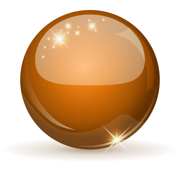 Orange glossy sphere isolated on white. - Vetor, Imagem