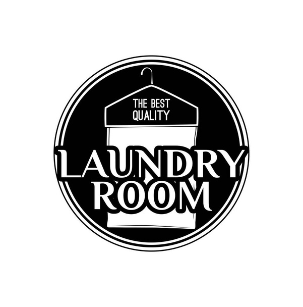 laundry room label, badge, logo with hanger Vector - Vector, imagen