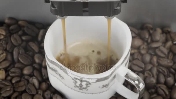 espresso machine on coffee beans background - Footage, Video