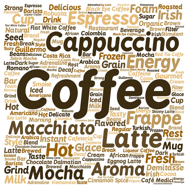 koffie drinken tekst word cloud - Foto, afbeelding