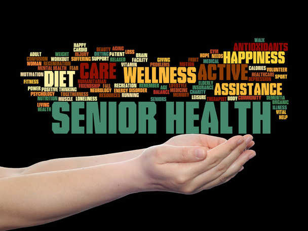 senior people health word cloud - Photo, Image