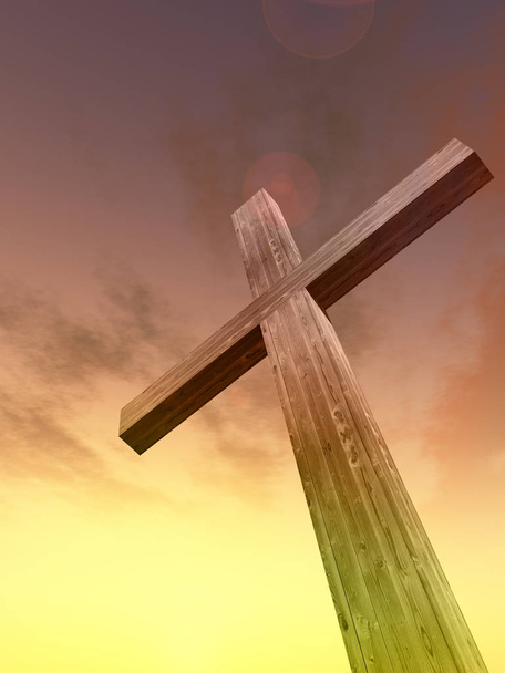 christelijke kruis staande op rots - Foto, afbeelding
