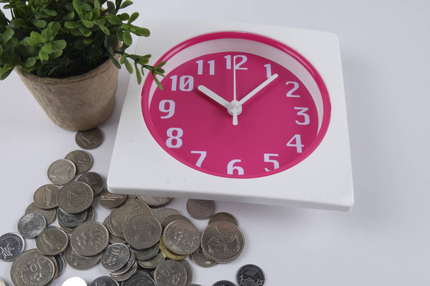 Red clock and bookmark for time management conceptual text. - Photo, Image