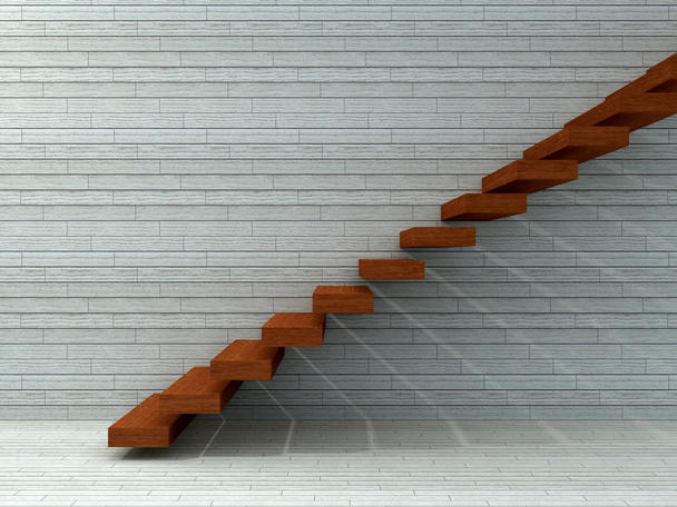3D иллюстрация лестниц у стены
 - Фото, изображение