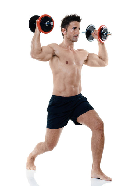 man weights exercises isolated - Foto, Imagen