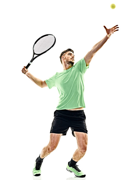 tennis player service serving man isolated - Foto, imagen