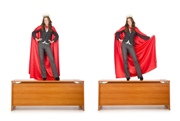 机の上に立っている女王実業家 - 写真・画像