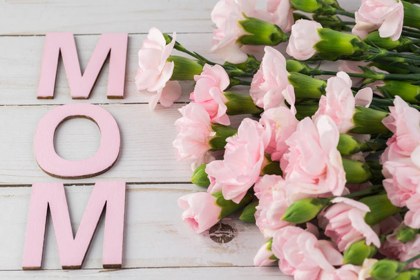 Pink carnations for Mother day. - Zdjęcie, obraz