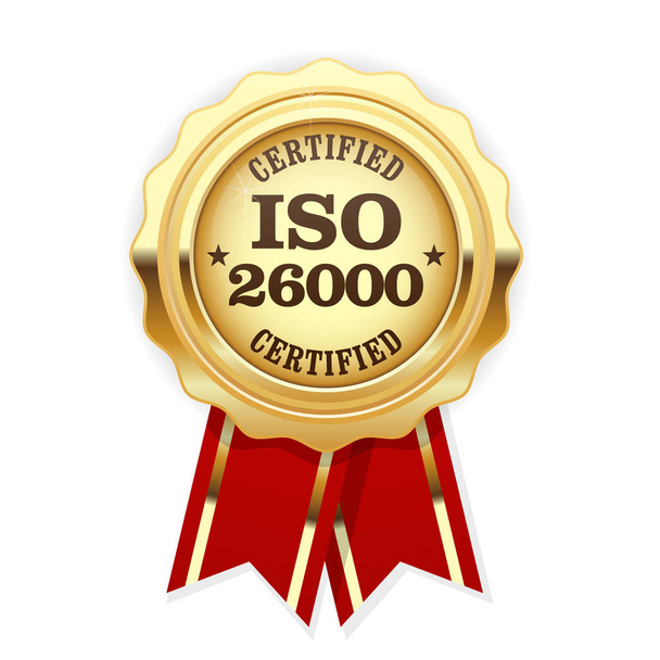 Standardní rozety ISO 26000 - společenská odpovědnost - Vektor, obrázek