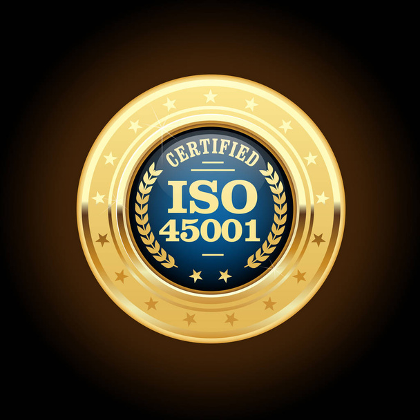 Medalla estándar ISO 45001 - Salud y seguridad en el trabajo
 - Vector, imagen