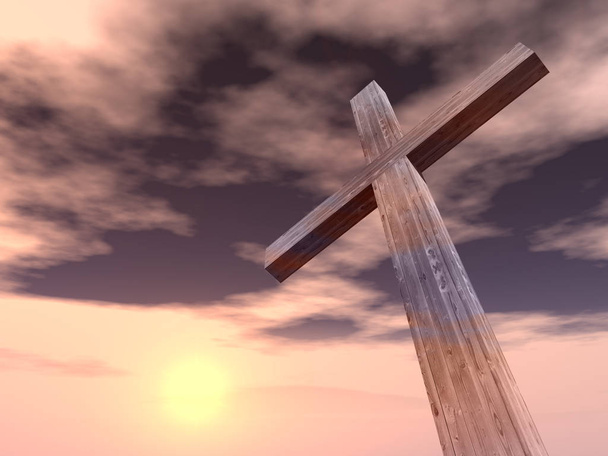 христианский крест, стоящий на скале
 - Фото, изображение
