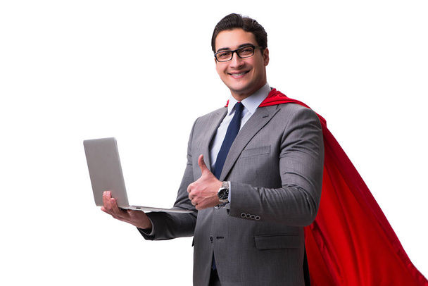 Супергероя бизнесмена изолировали на белом - Фото, изображение