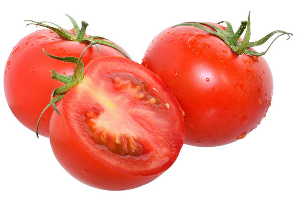 Ripe wet cut tomato isolated - Foto, afbeelding