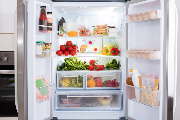 Refrigerator With Fruits And Vegetables - Фото, изображение