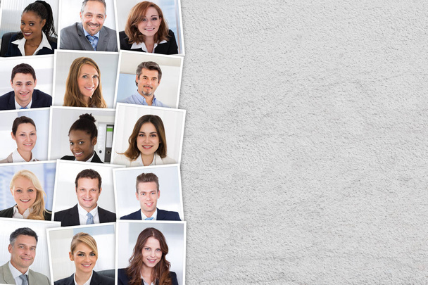 Collage Of Smiling Candidates Photos Selected For Hiring. People Diversity Concept - 写真・画像