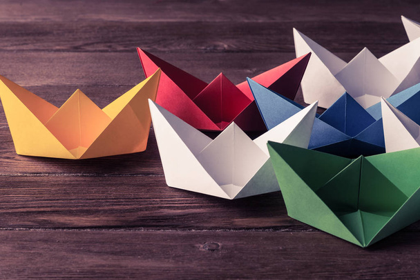 Set of origami boats  - Foto, afbeelding