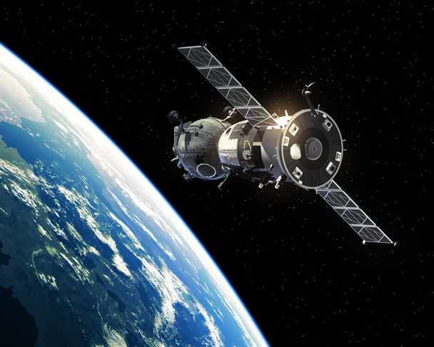 Ruimtevaartuig in een baan om aarde - Foto, afbeelding