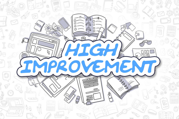 High Improvement - Doodle Blue Text. Business Concept. - Photo, Image