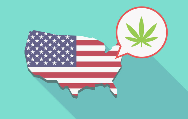 Mappa lunga ombra USA con una foglia di marijuana
 - Vettoriali, immagini