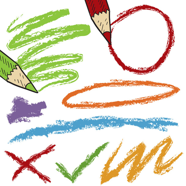 barevné tužky čmáranice a vzory - Vektor, obrázek