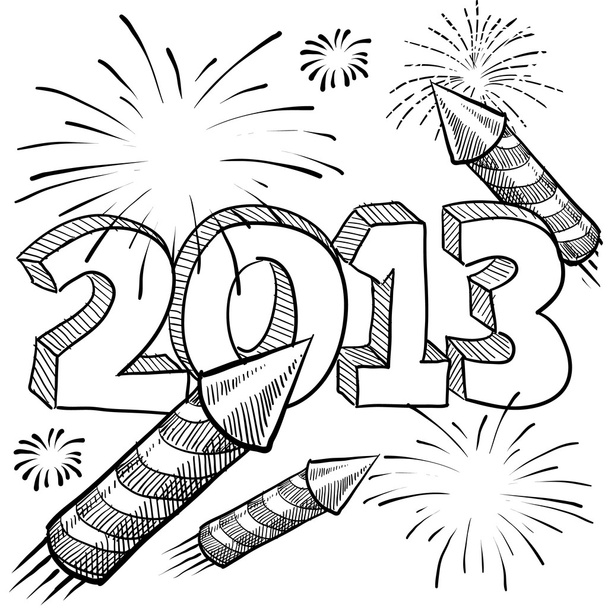 σκίτσο γιορτή νέο έτος 2013 - Διάνυσμα, εικόνα