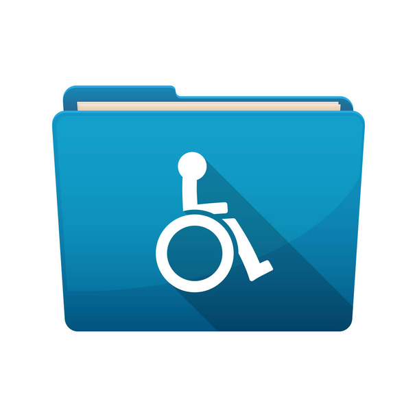 Απομονωμένες φάκελος με μια ανθρώπινη φιγούρα σε ένα εικονίδιο με αναπηρικό καροτσάκι - Διάνυσμα, εικόνα