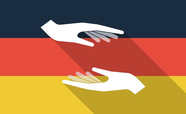 Dlouhý stín Německo vlajka se dvěma rukama, dávání a přijímání o - Vektor, obrázek