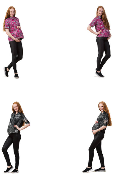 Pregnant woman in composite image isolated on white - Foto, immagini