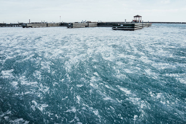 Michiganské jezero zamrzlé v zimě - Fotografie, Obrázek