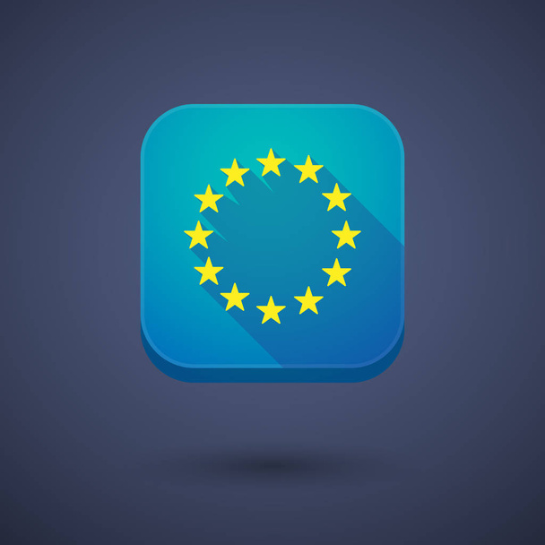 Long shadow button with  the EU flag stars - Vector, Imagen