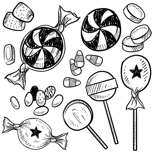 Candy assortment sketch - Vector, Image