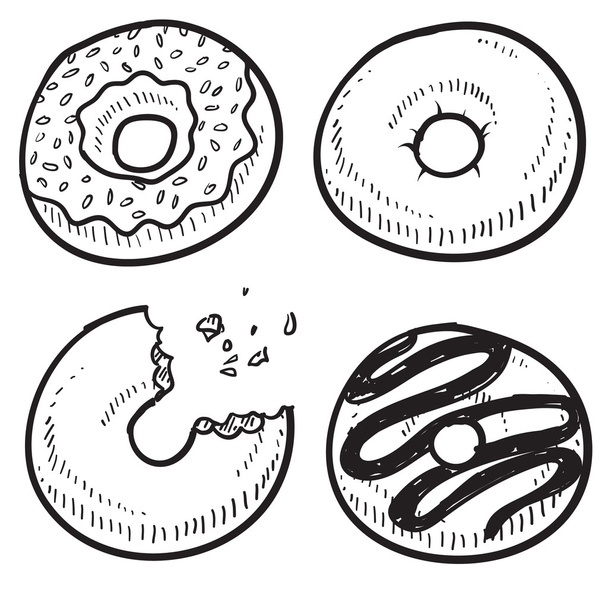 Donut or doughnut sketch - Vector, Image