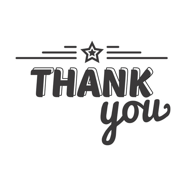 Thank you text lettering vector badge. - Wektor, obraz